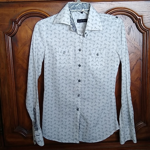 Jared Lang Long Sleeve Cotton Print Shirt - Picture 1 of 8